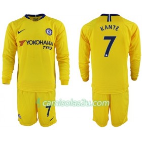 Camisolas de Futebol Chelsea Kante 7 Criança Equipamento Alternativa 2018/19 Manga Comprida